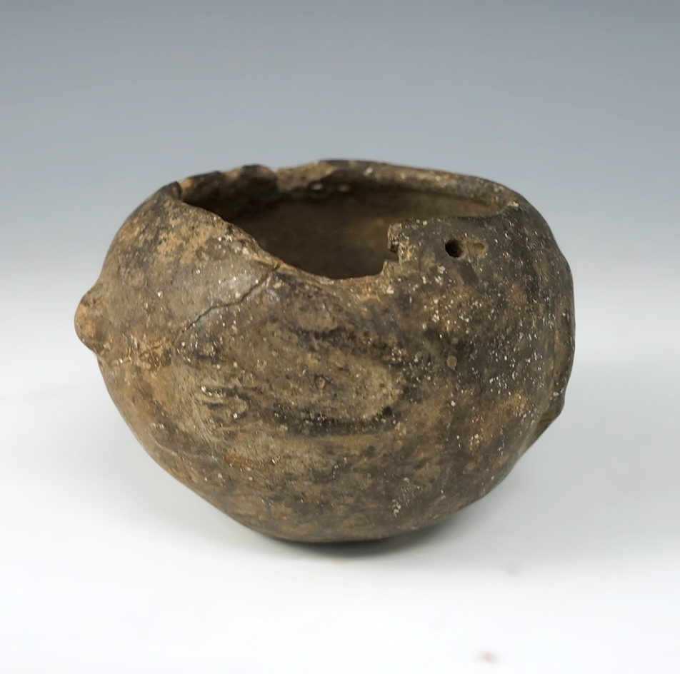 rare! 2 3/4" frog effigy miniature pot - Greene Co., Kentucky a few pieces broken and reglued