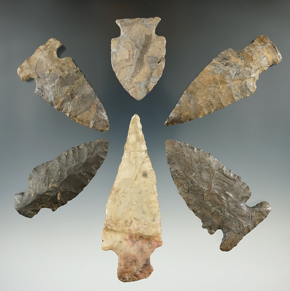 Set of five Knives found in New York, all have some degree of restoration. Largest is 3 11/16".