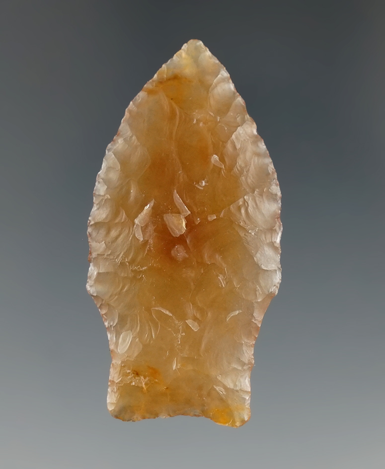 Excellent flaking and beautiful material! 1 7/8" Hanna point - Eastern South Dakota.