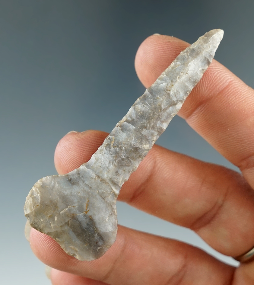 Very nice 2 1/2" Drill made from Coshocton Flint found near Warsaw, Coshocton Co., Ohio