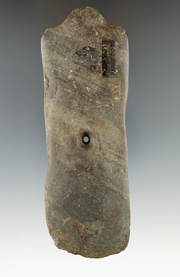 4 11/16" Hopewell Pentagonal Pendant found in Parke Co., Indiana. Ex. Herman Cull.