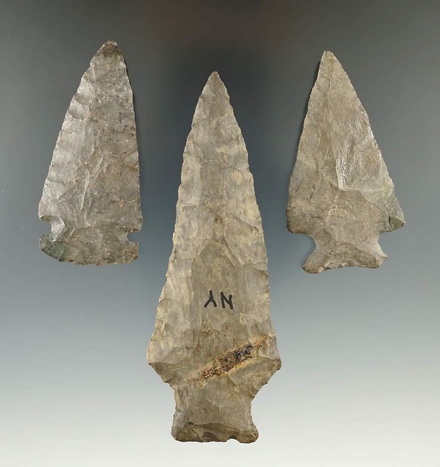 Set of three Knives found in New York, largest is 3 15/16". All have some degree of restoration.