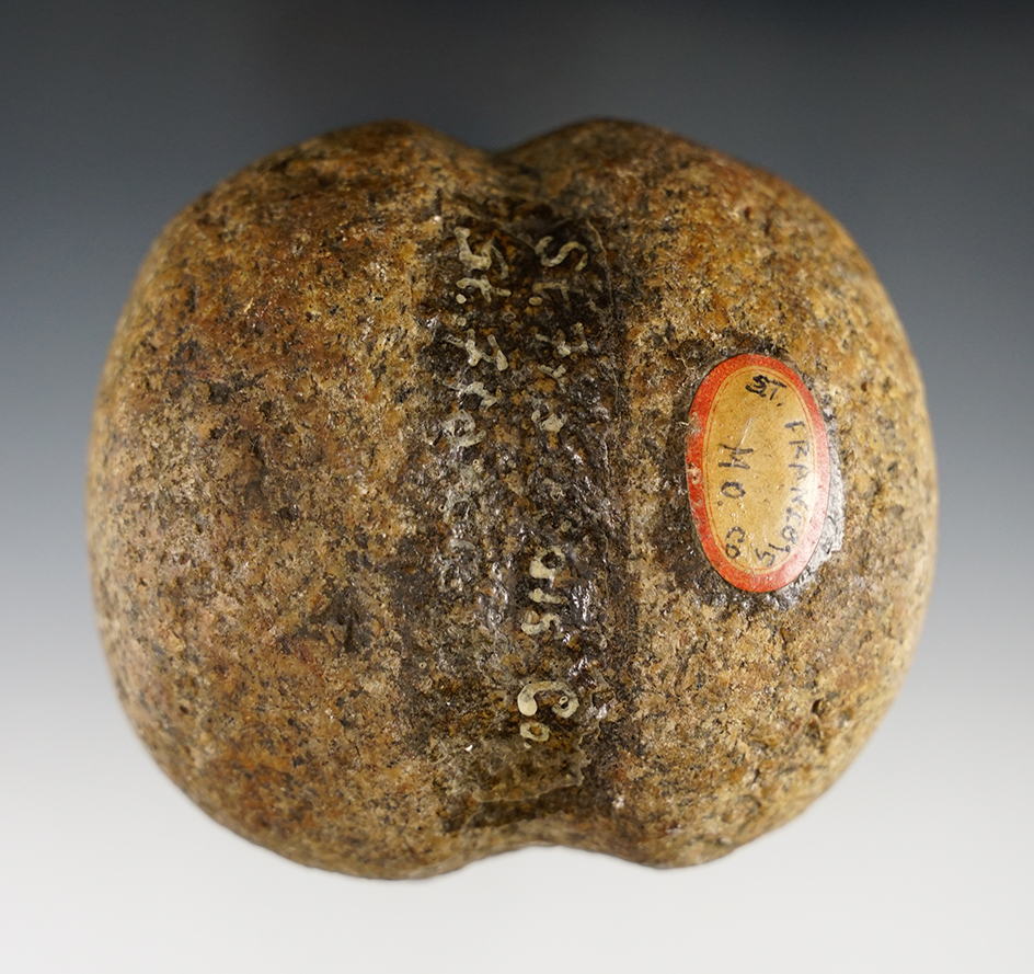 3 3/16" Full Grooved Stone Club head in excellent condition. Found in St. Francois Co., Missouri.