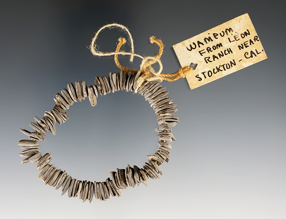 6" Long strand of drilled stone beads found on the LeeAnn Ranch near Stockton, California.