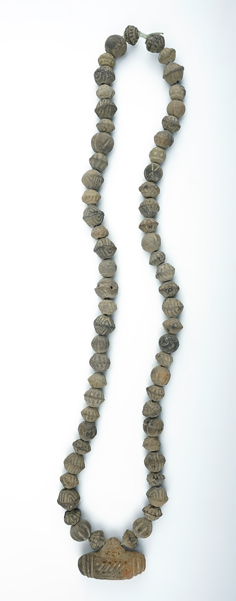 30" Strand of Pre-Columbian clay beads found in Mexico.