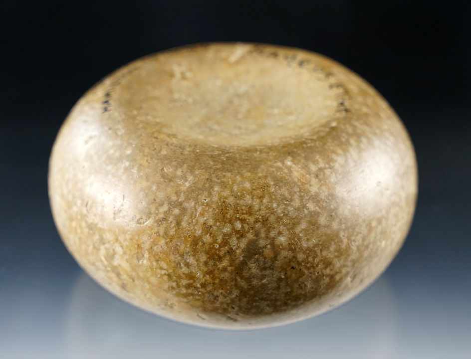 4 1/2" Diameter rare Flint Double Cupped Discoidal found in Hamilton Co., Ohio. Ex. Dr. Meuser.