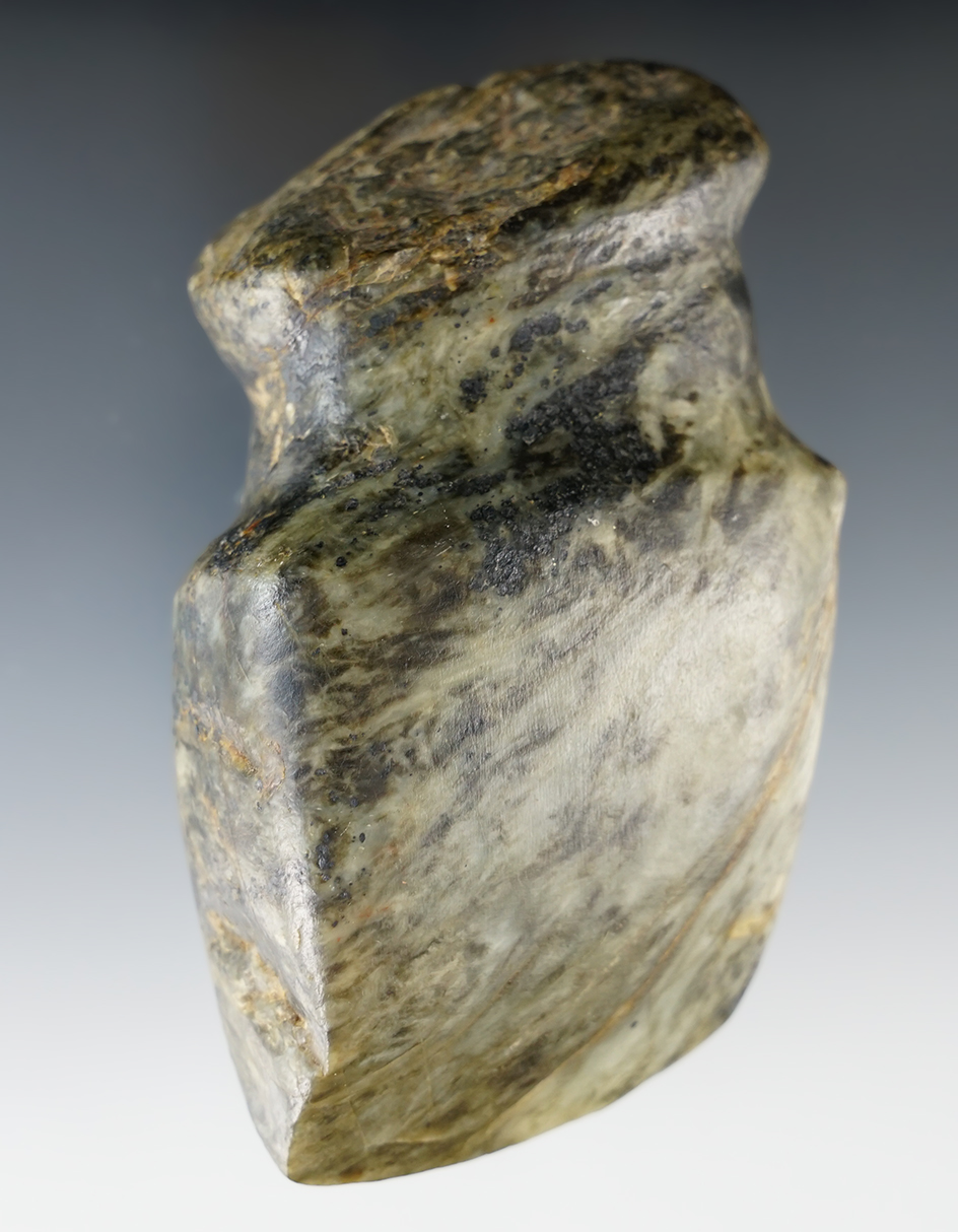 Very unique 4 1/4" Double Grooved Pecos Axe - highly polished exotic Hardstone. New Mexico.