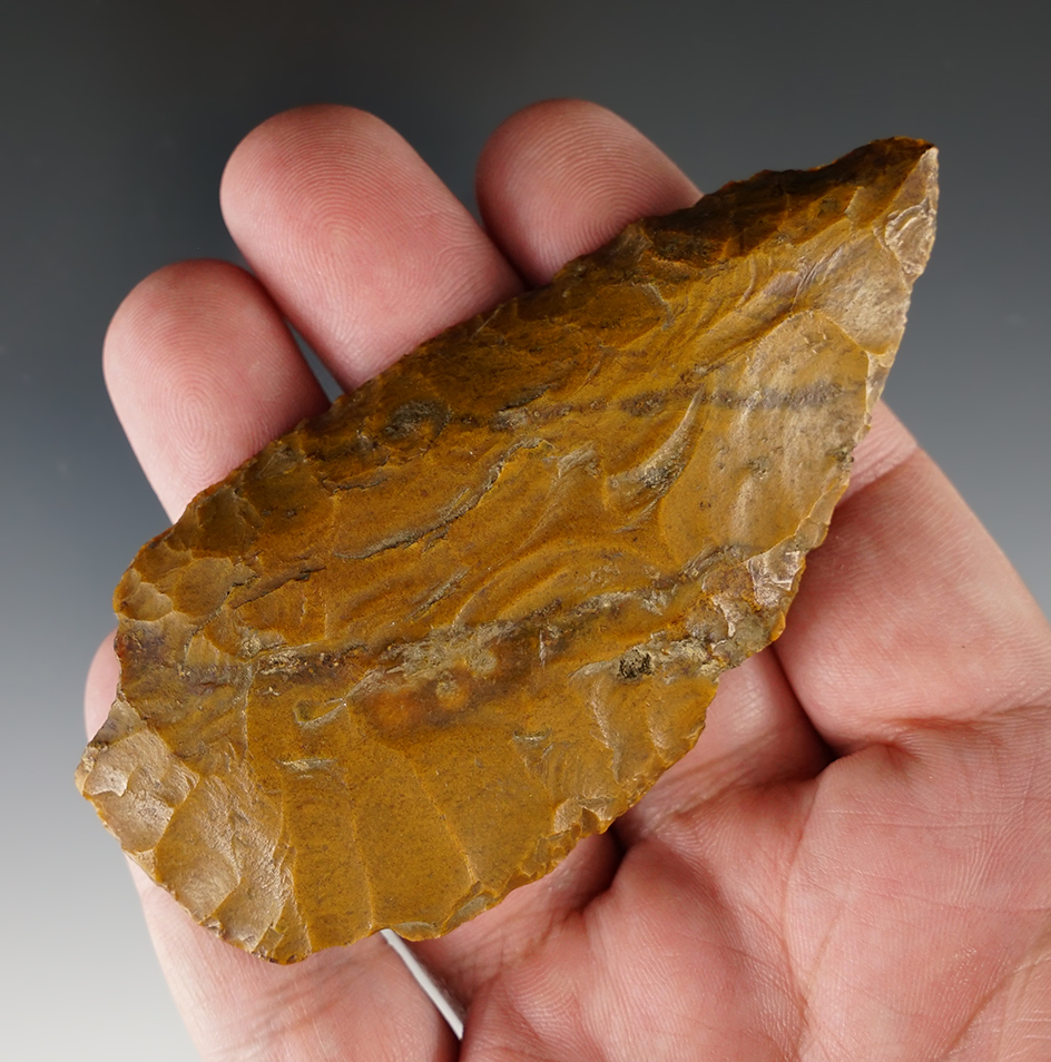 3 3/4" Adena Knife made from beautifully patinated Pennsylvania Jasper that is nicely beveled.