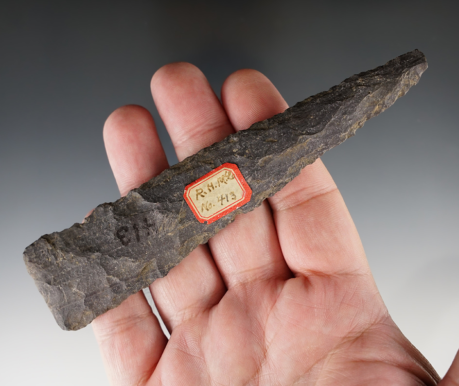 Large 5 1/2" Rhyolite Knife found in Maryland. Ex. Robert Messinger.