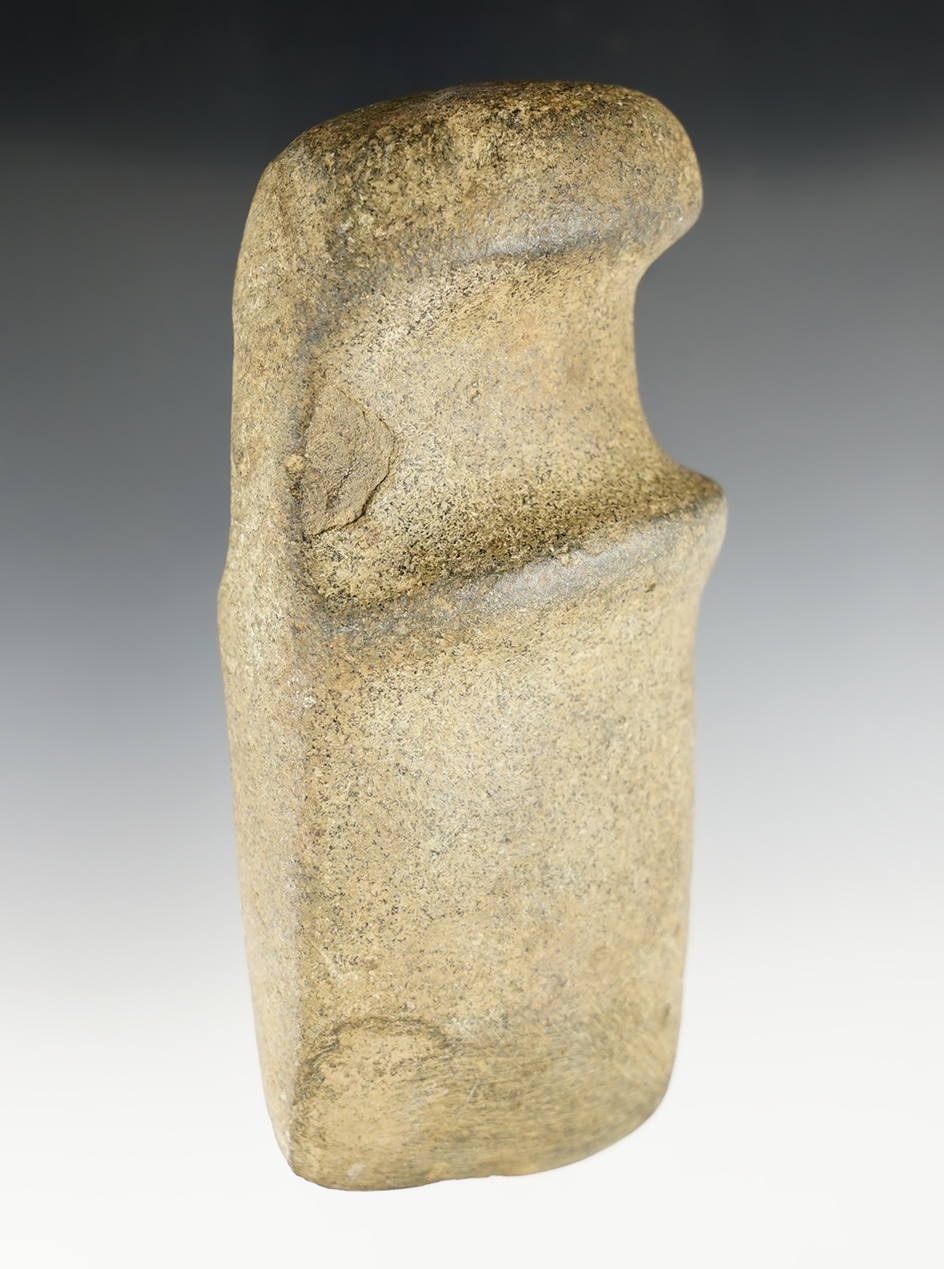 Well defined! 6 1/4" Slant Grooved Hardstone Axe with a raised ridge found in New Jersey.