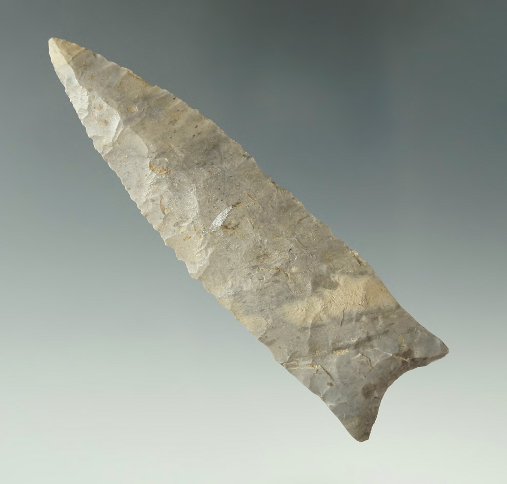 3 9/16" nicely styled Dalton with heavily ground lower edges found in Arkansas. Perino COA.