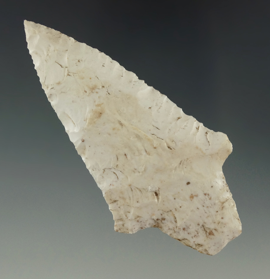 3 1/4" perfectly styled Dickson point - Canadian River, Haskell Co., Oklahoma.  Perino COA.