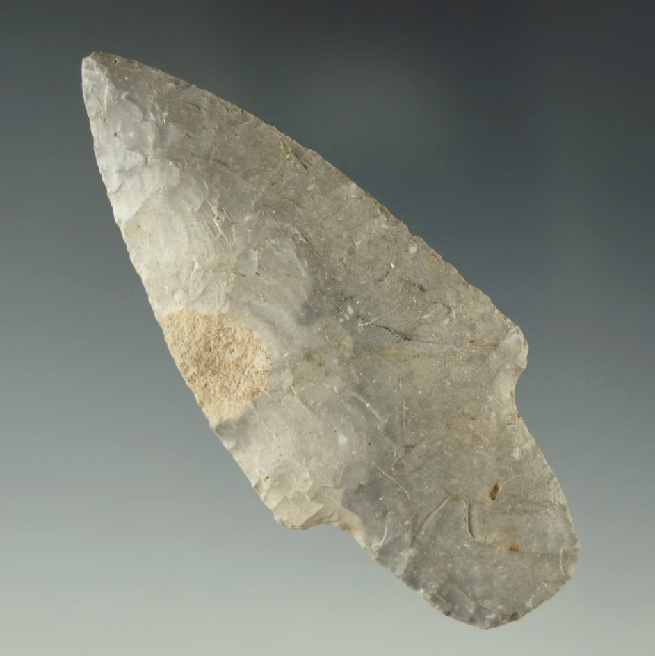 Excellent flaking on this 2 3/4" Waubessa found in Arkansas. Ex. James Johnson collection.