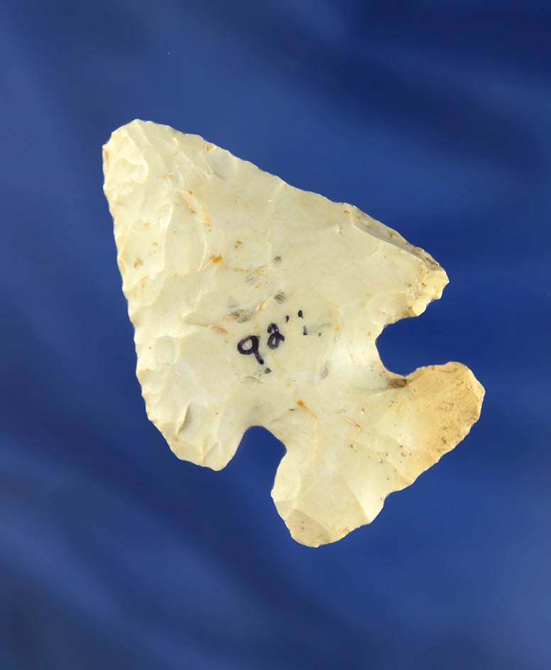 2" beveled Thebes point found in Davies Co.,  Indiana by Bill Roack.