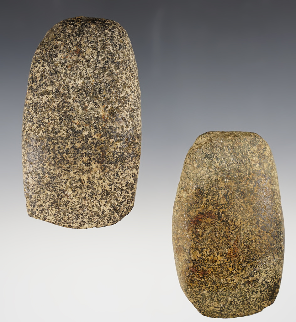 Pair of patinated Celts found in Ohio. The largest is 3 5/8".