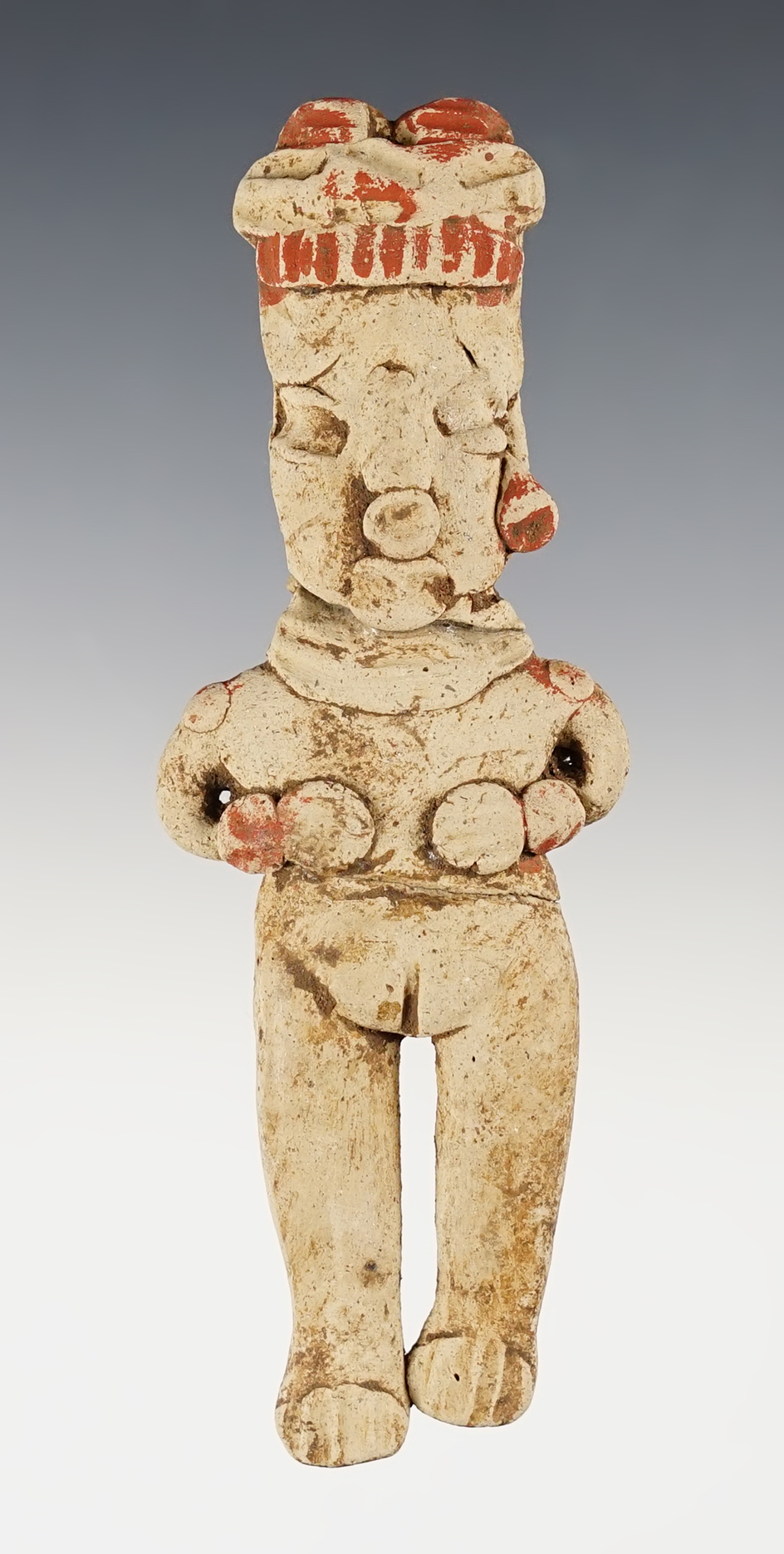 4 9/16" Pre-Columbian Pottery Figure that is glued tight at the neck and waist. West Mexico.