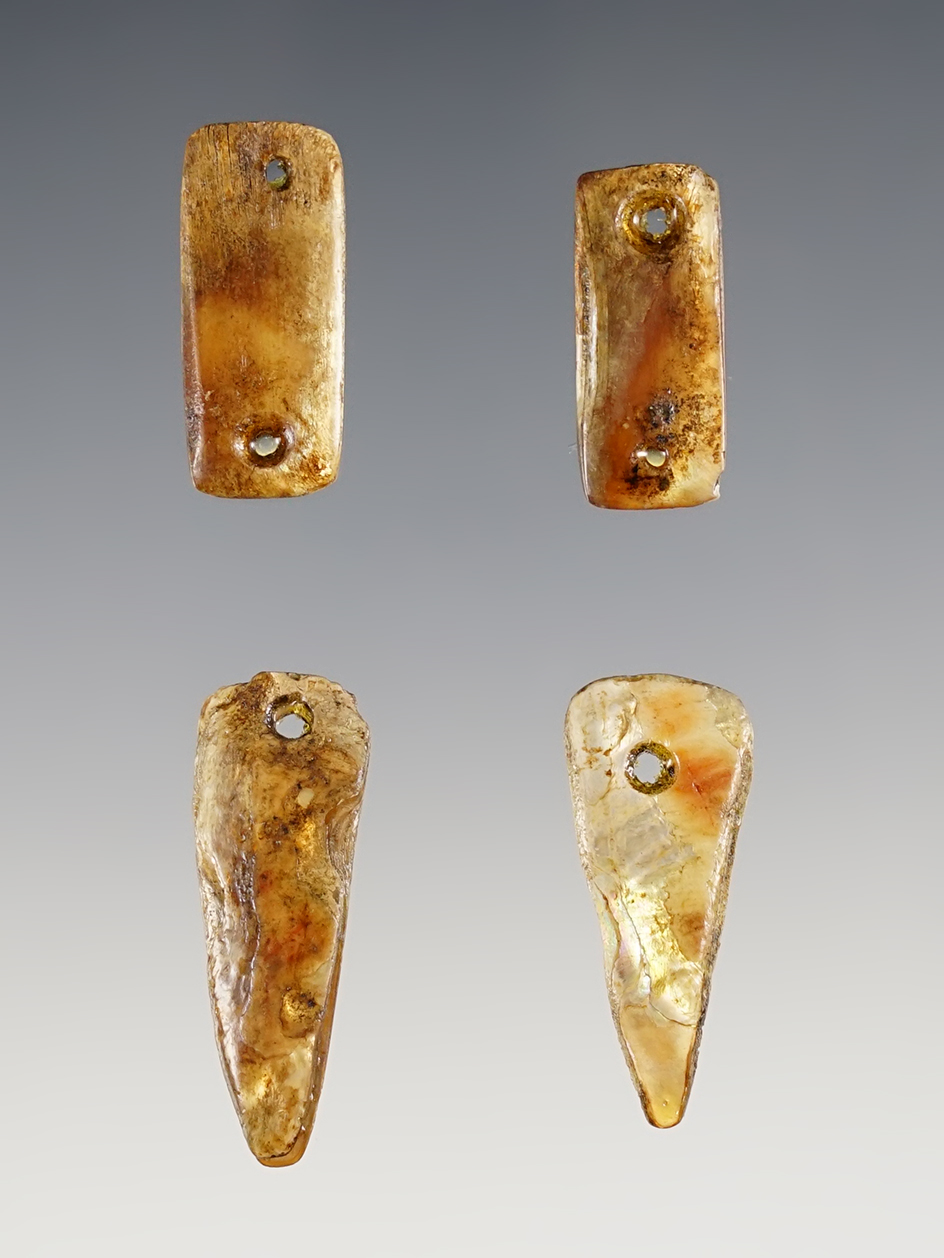 Set of 4 nice Abalone Shell Pendants found in Calusa Co., California. . The largest is 1 5/16".