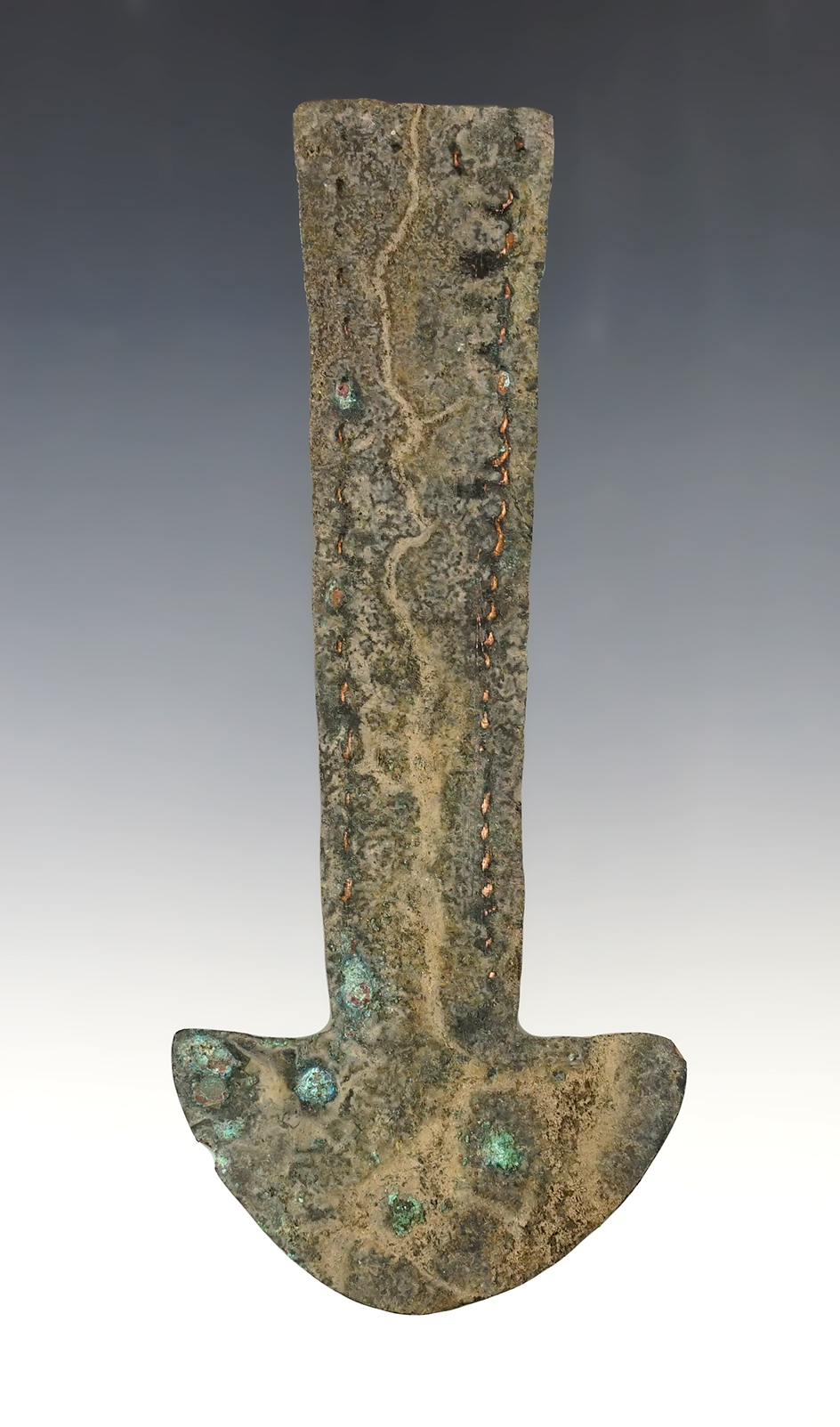 Nicely decorated 4 5/8" Tumi made from Copper. Recovered in Mexico.