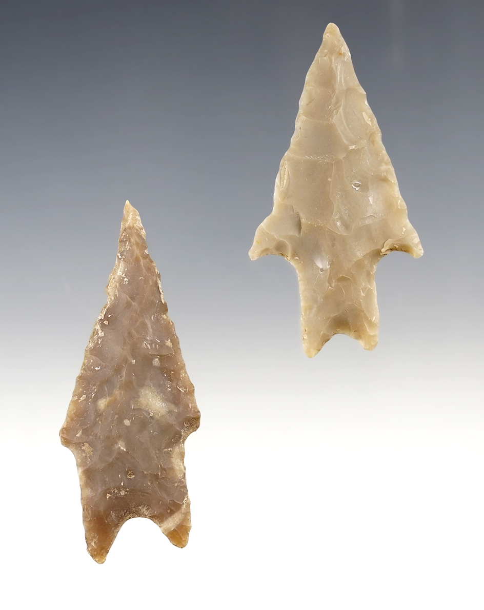 Ex. Museum! Pair of nice Pedernales found in Central Texas. The largest is 2 13/16".