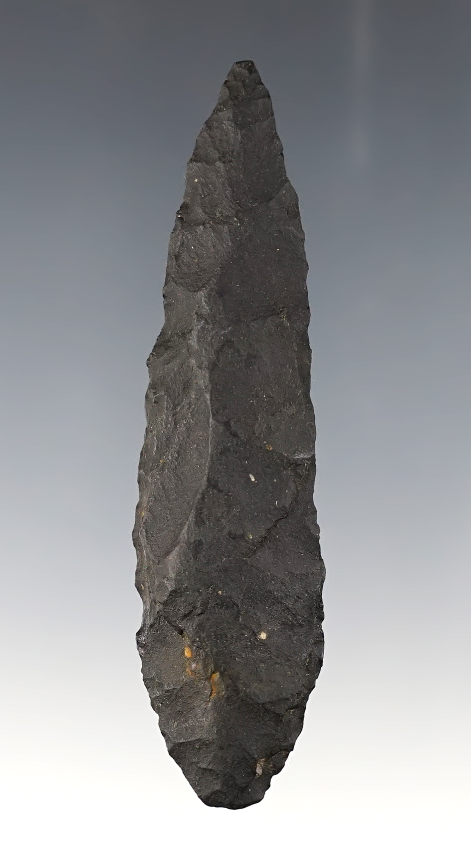 3 3/16" Basalt Knife found in Lake Co., Oregon. Ex. Steve Lewis, Gordon Erspamer collections.