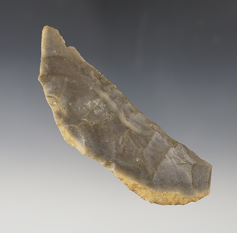 Nice 5 1/16" curved Knife found at the Crib Mound, Spencer Co., Indiana.