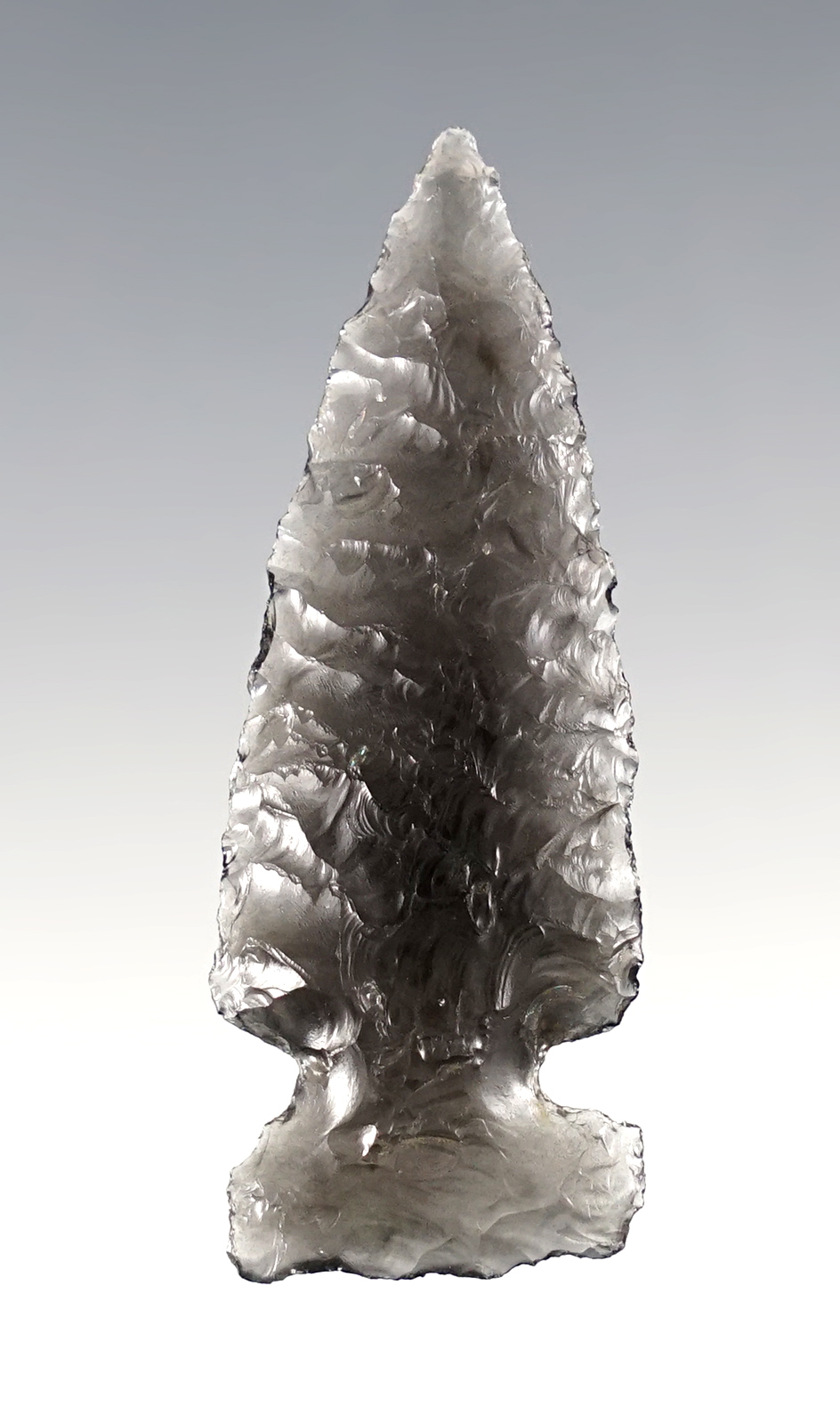2 1/16" cold Springs Sidenotch - translucent Obsidian. Found in Oregon. Ex. C.L. Pugh Museum. 