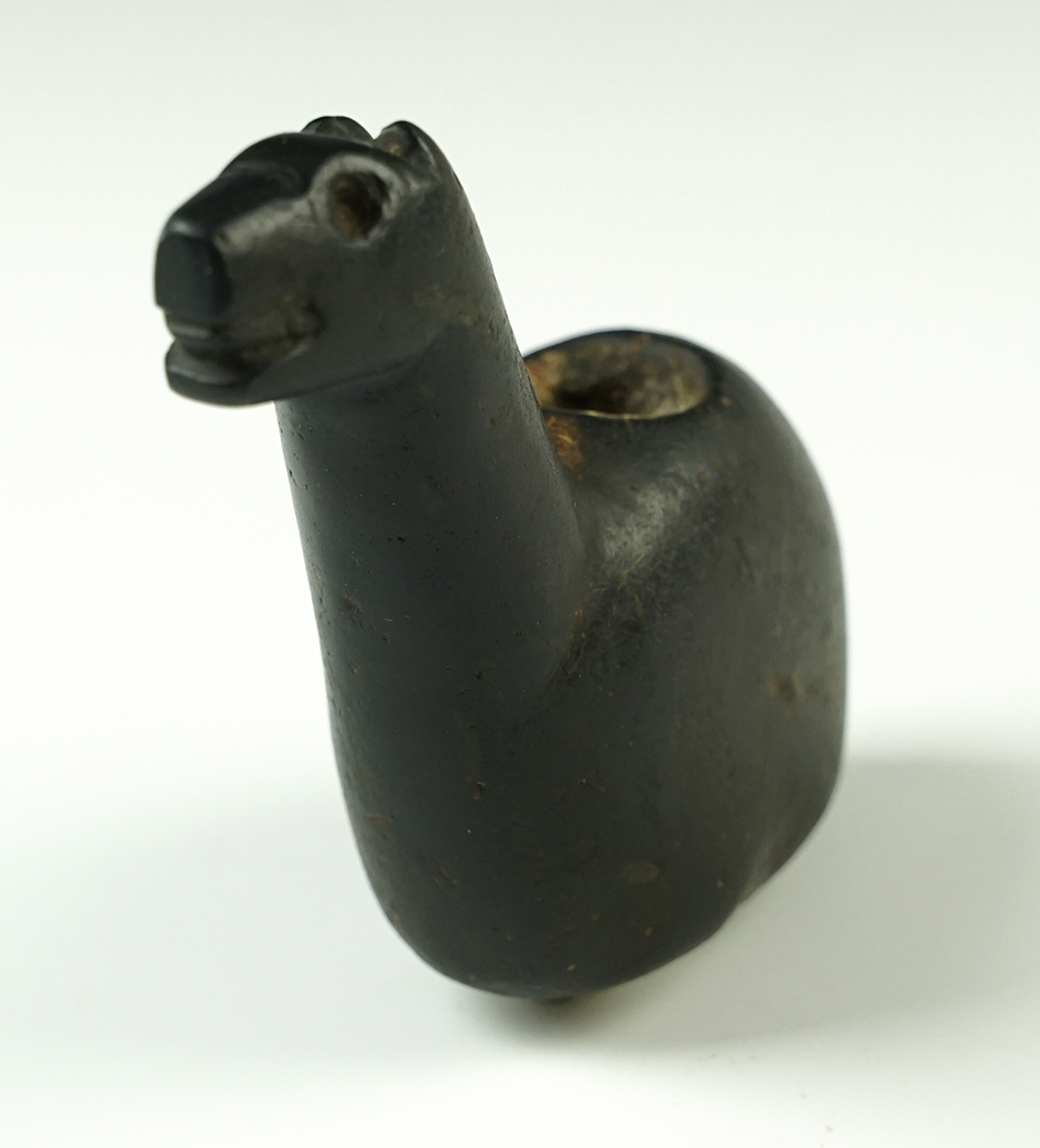 3 1/4" long by 2 5/8" tall hardstone llama Canopa that is nicely patinated. Recovered in Peru.