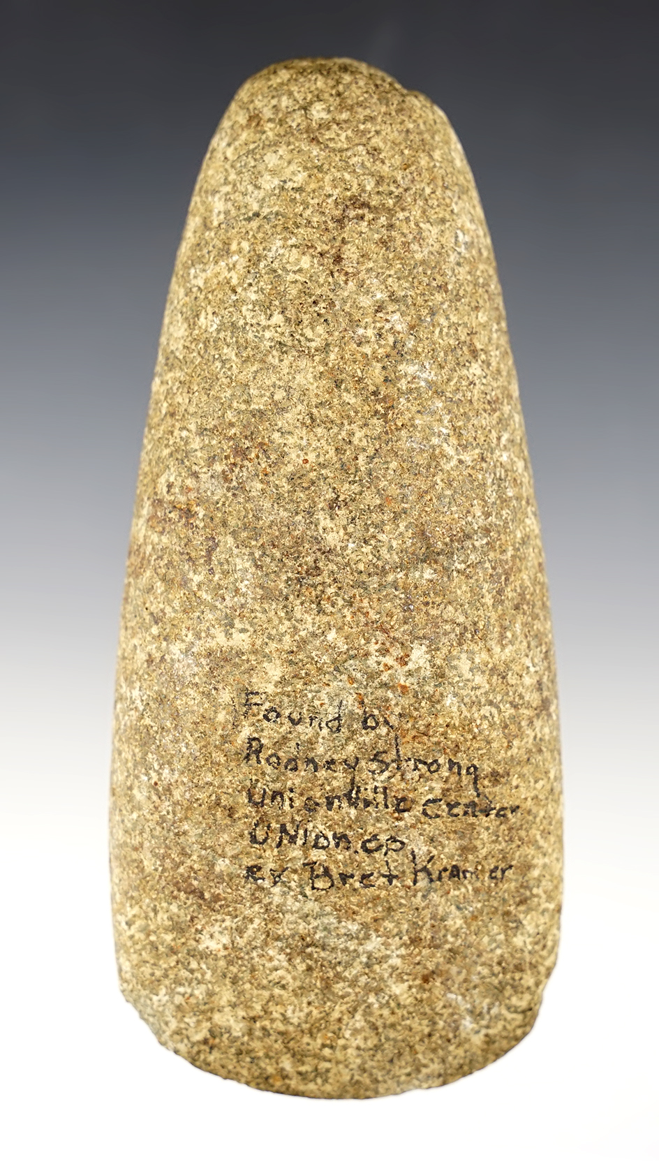 5 1/8" Hardstone Celt found by Rodney Strong in Unionville Center, Union Co., Ohio. 