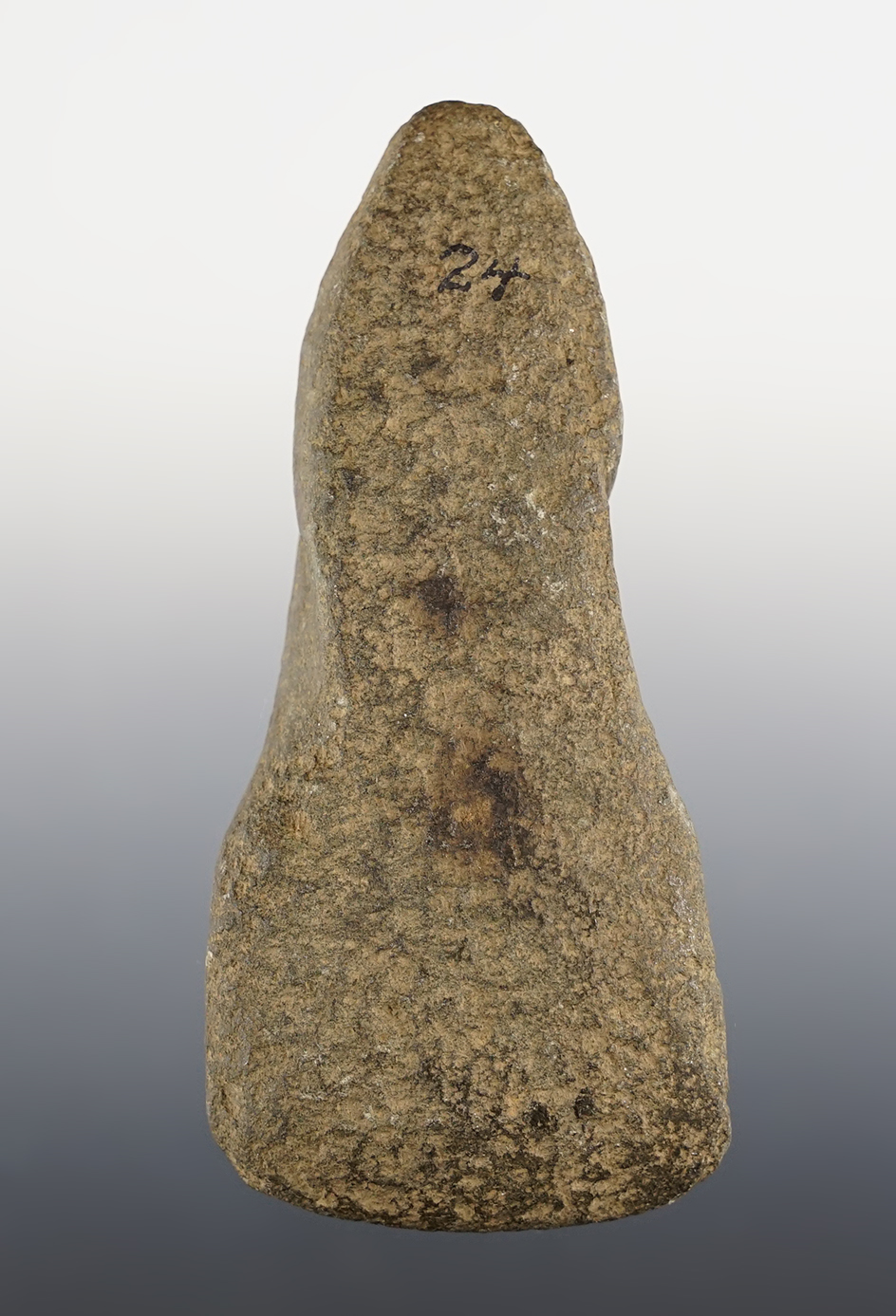 Very unique 4 3/4" long Notched Celt found in Franklin Co., Ohio. Ex. O'Neil collection.