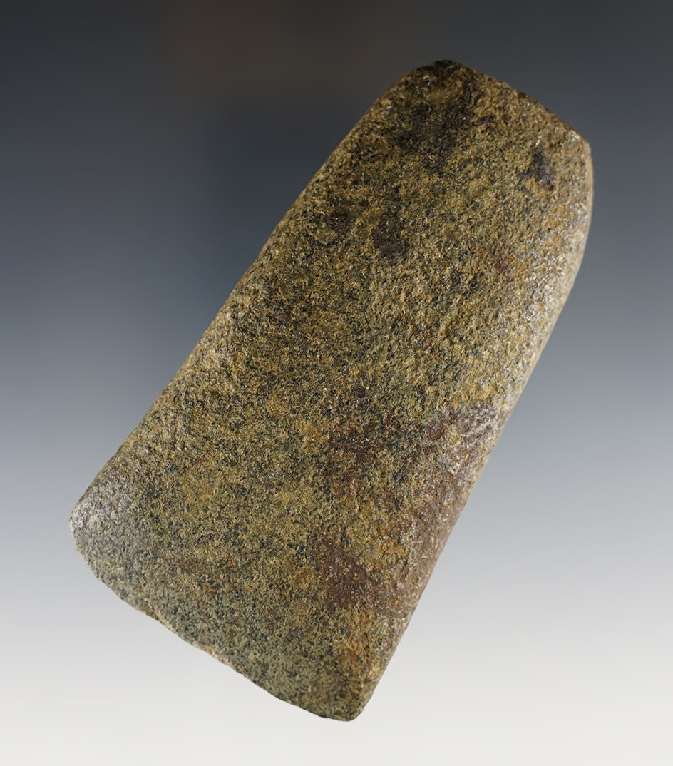 4 1/16" Flared Bit Celt found in Ohio. Made from heavily patinated Hardstone.