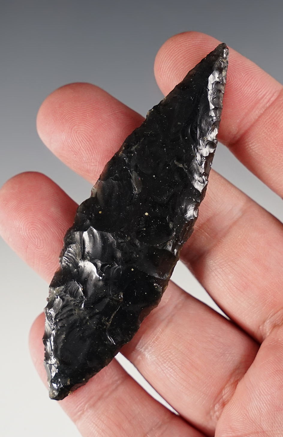 3 1/2" Bi Pointed Obsidian Knife recovered in southern Oregon.