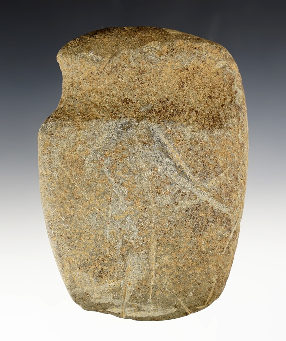 5 1/4" long 3/4 Groove Axe found in Union Co., Ohio. Some plow scars but still displays well.