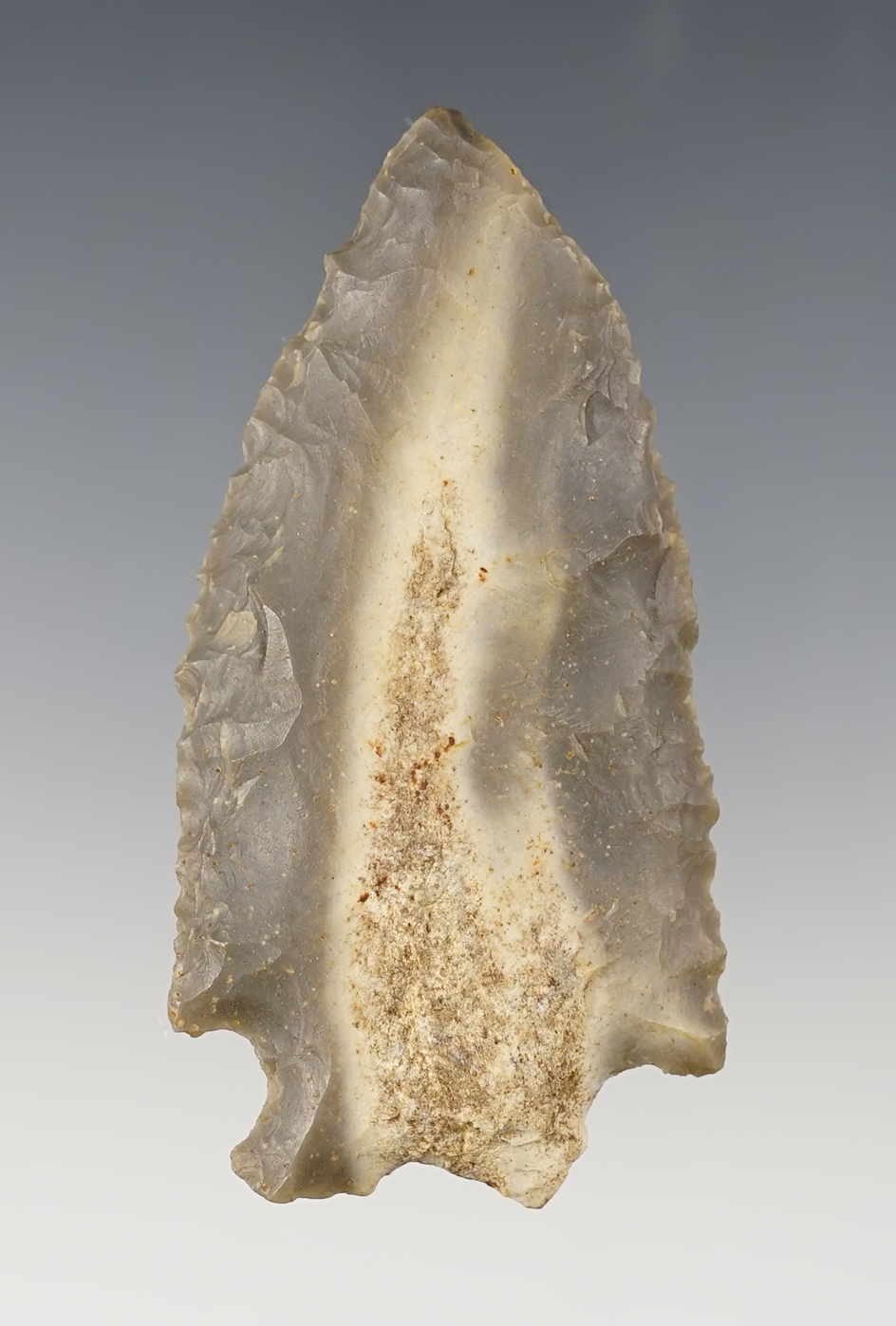 2 7/8" Cornernotch made from patinated Hornstone -Wabash Co., Illinois. Ex. Clark Family.