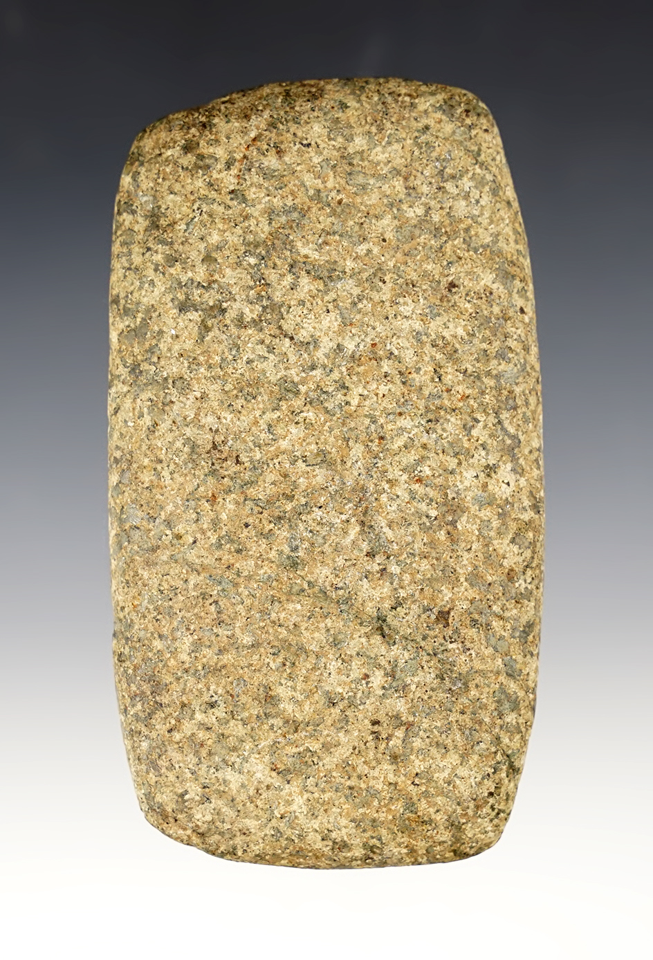 4" hardstone gorget preform found in St. Charles Co., Missouri. Made from granite. Davis COA.