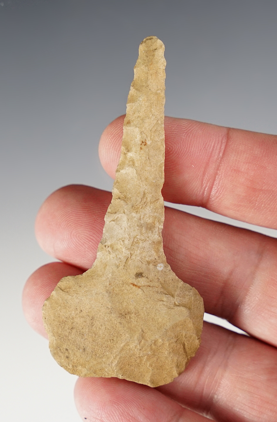 Well made 3 1/16" Paddle Drill made from Ft. Payne Chert. Found in the Kentucky/Tennessee.
