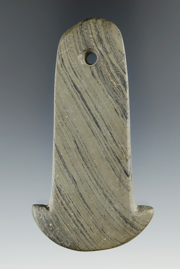 3 1/2" Adena Anchor Pendant found in Lawrence Co., Illinois by Bob Cox. Ex. Ingram. Davis COA.