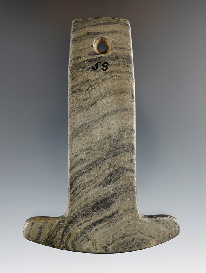 3 15/16" Adena Anchor Pendant found in Randolph Co., Indiana. One barb tip is restored. Pictured!