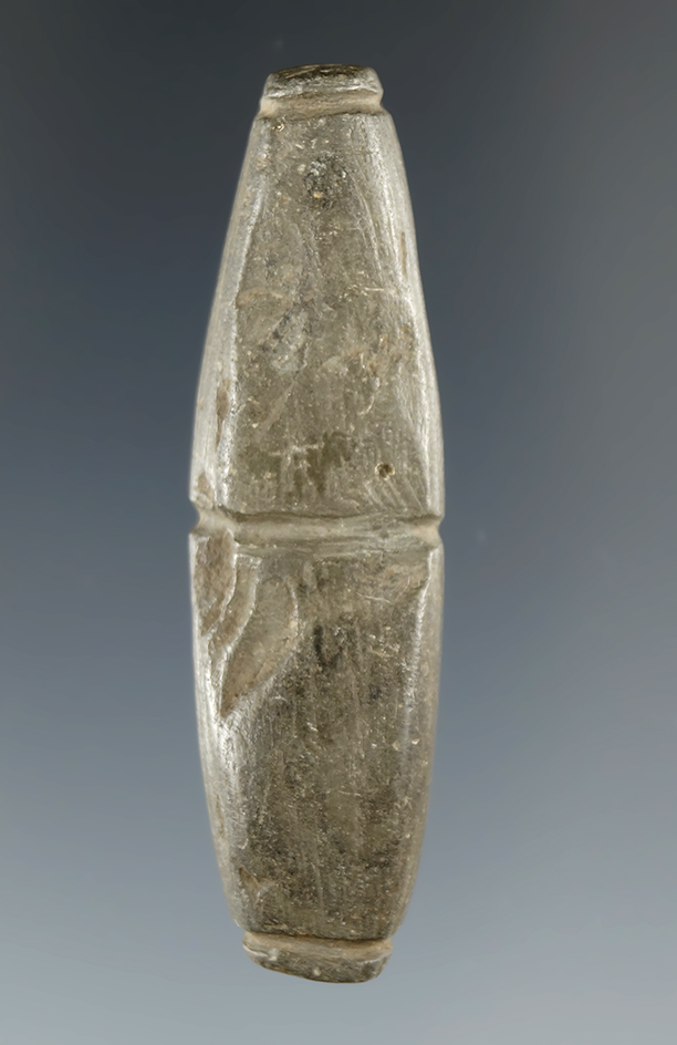 2 5/16" Miniature Bar Weight made from Slate, found in Crawford Co., Ohio. Pictured. Ex. Meuser .