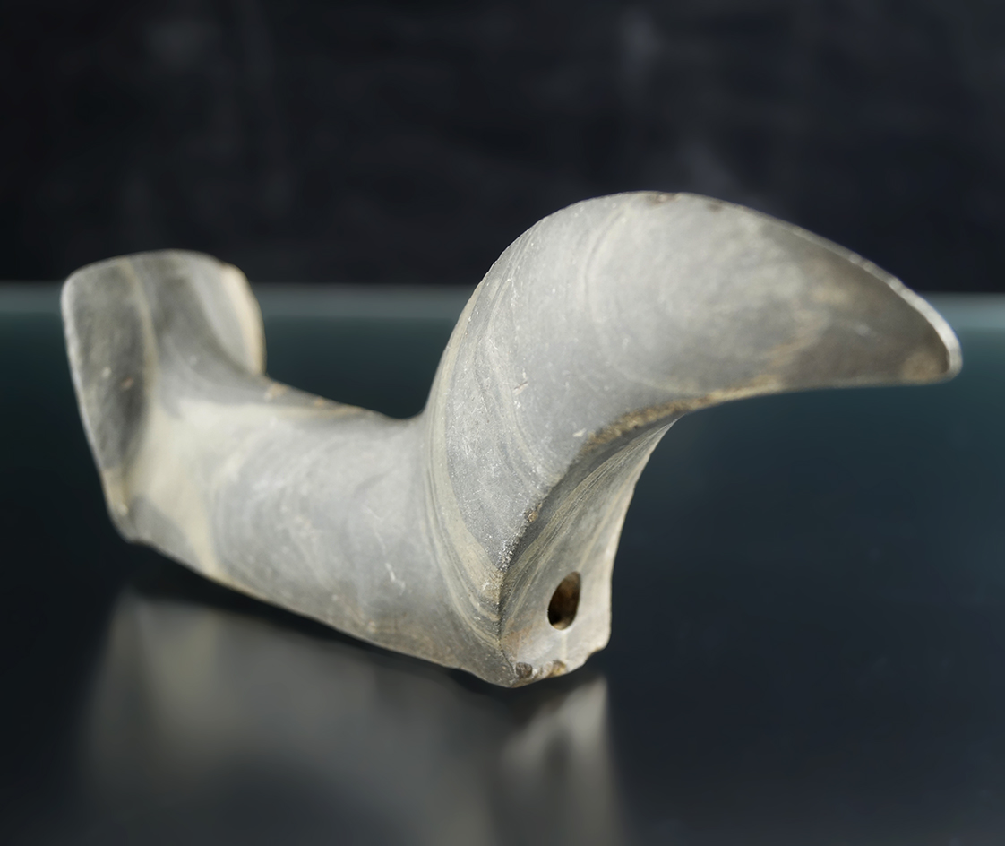 4 3/8" Glacial Kame Birdstone found in or near Galt, Ontario, Canada. Pictured. Ex. Earl Townsend.