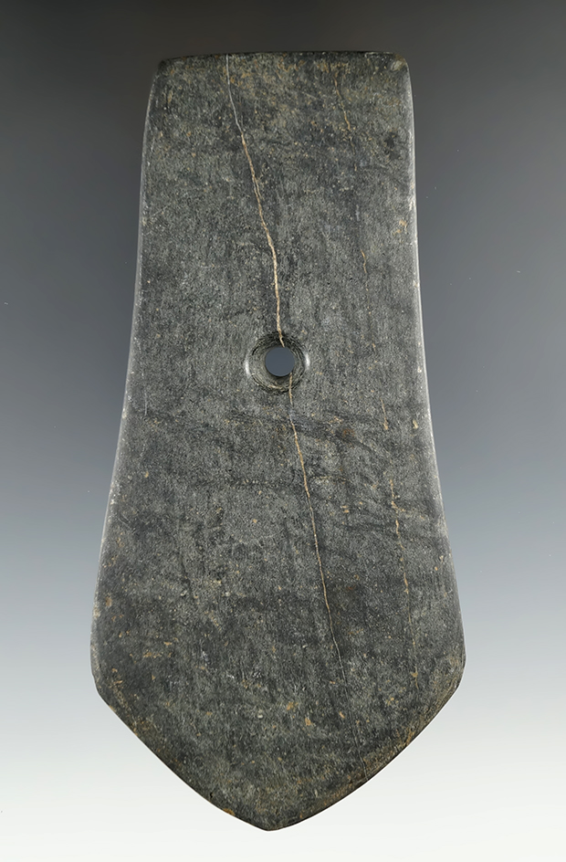 5 1/2" Hopewell Pentagonal Pendant made from black Slate.  Found in 1934 in Pike Co., Indiana.