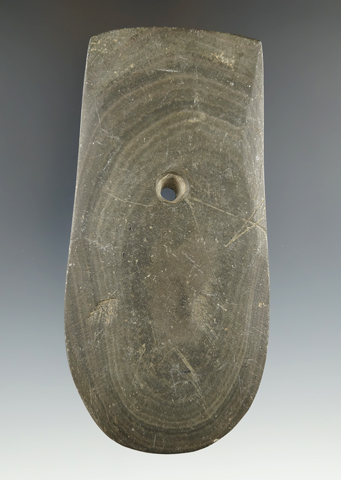 4 5/8" Adena Keyhole Pendant found in Madison Co., Indiana. Pictured. Ex.Townsend, D. Johnson.