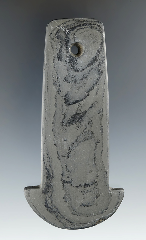 4" Adena Anchor Pendant found in Ionia Co., Michigan. Pictured. Ex. Baker, Elleman, Elleman.