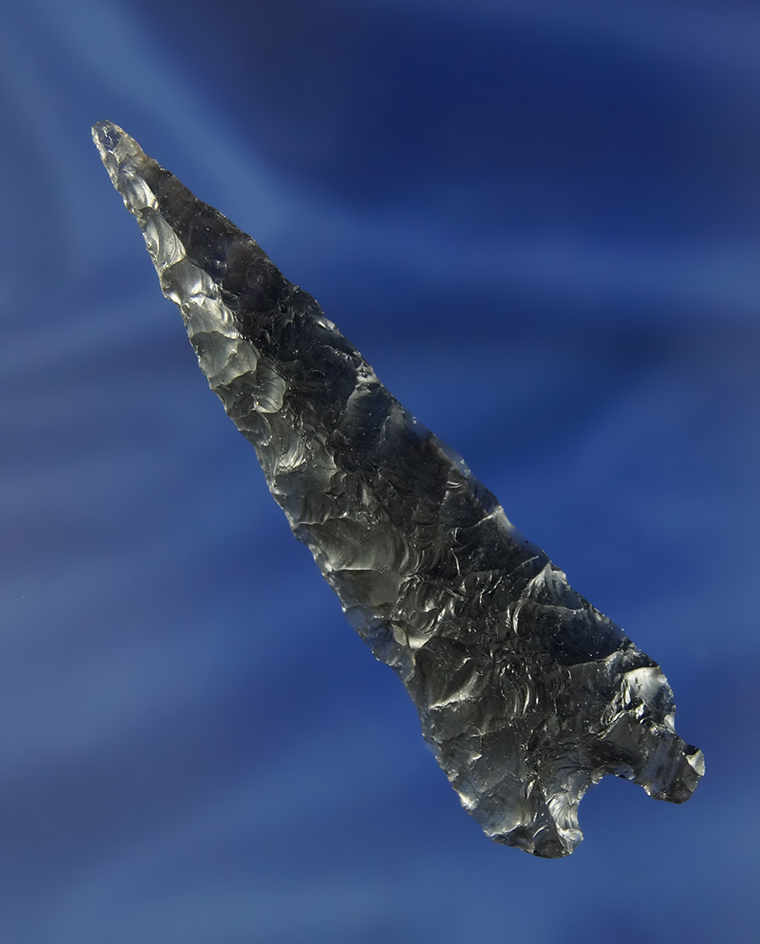 3 3/16" Pinto Basin made from translucent banded Obsidian found in Nevada.  Stermer COA.