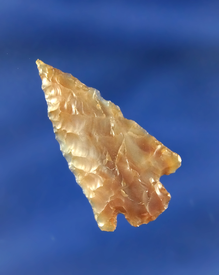 1 7/16" Cornernotch Arrowhead made from beautiful semi translucent multicolored agate