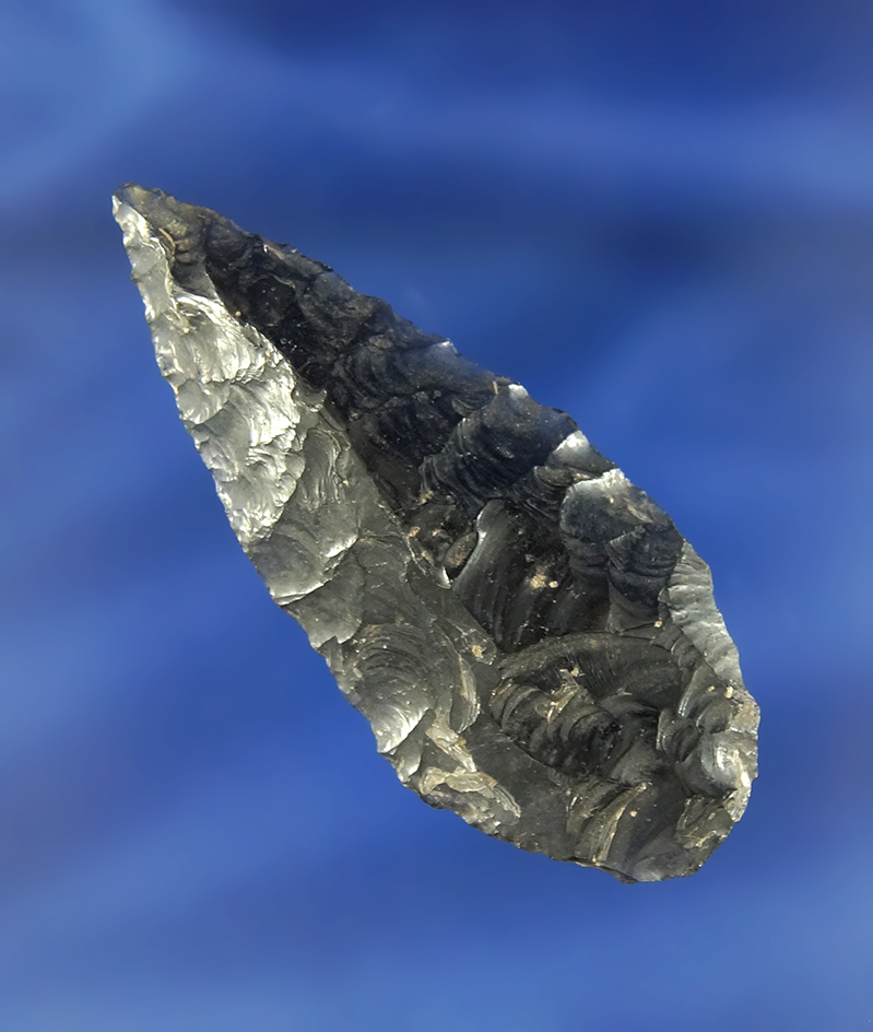 2 5/16" Cascade - heavily patinated Obsidian - Gunther Island California, Humboldt County.