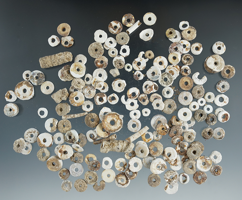 Group of shell beads found in the 1950s near the Dalles, Oregon.