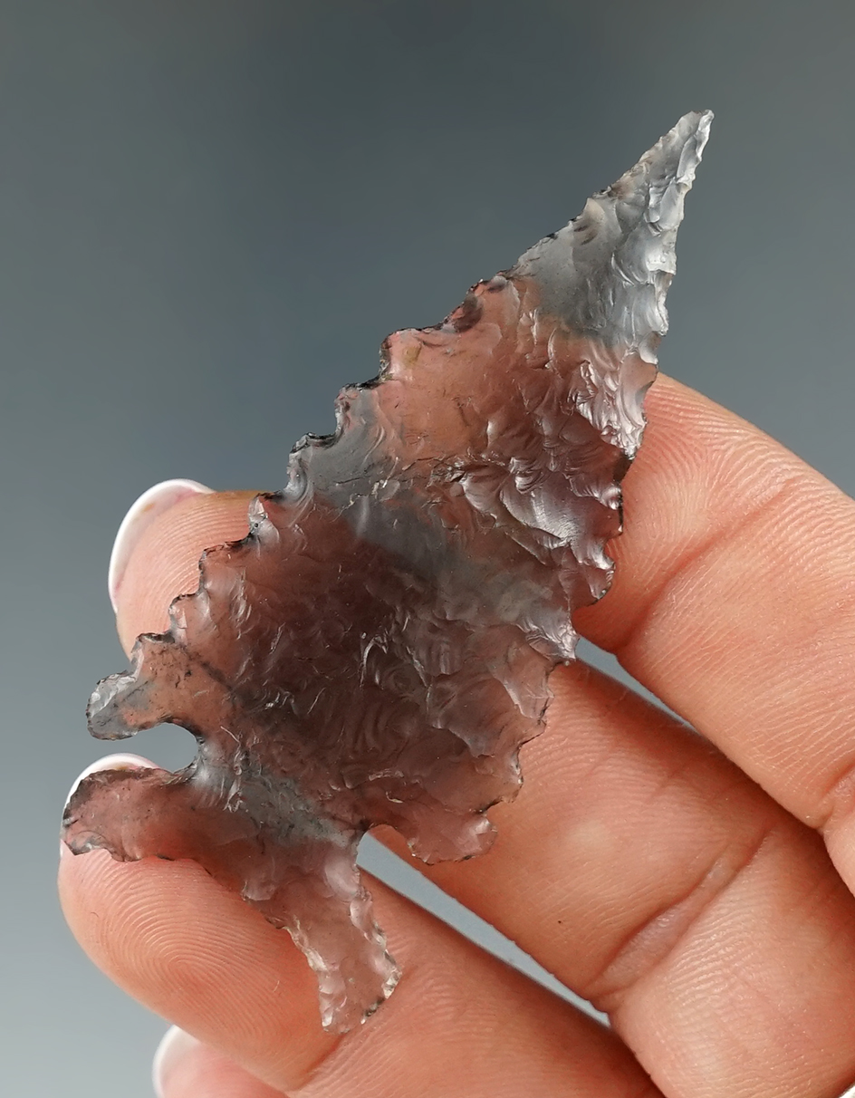 2 3/8" beautifully crafted obsidian Northern Sidenotch found in California. Motley and Puttera COAs.