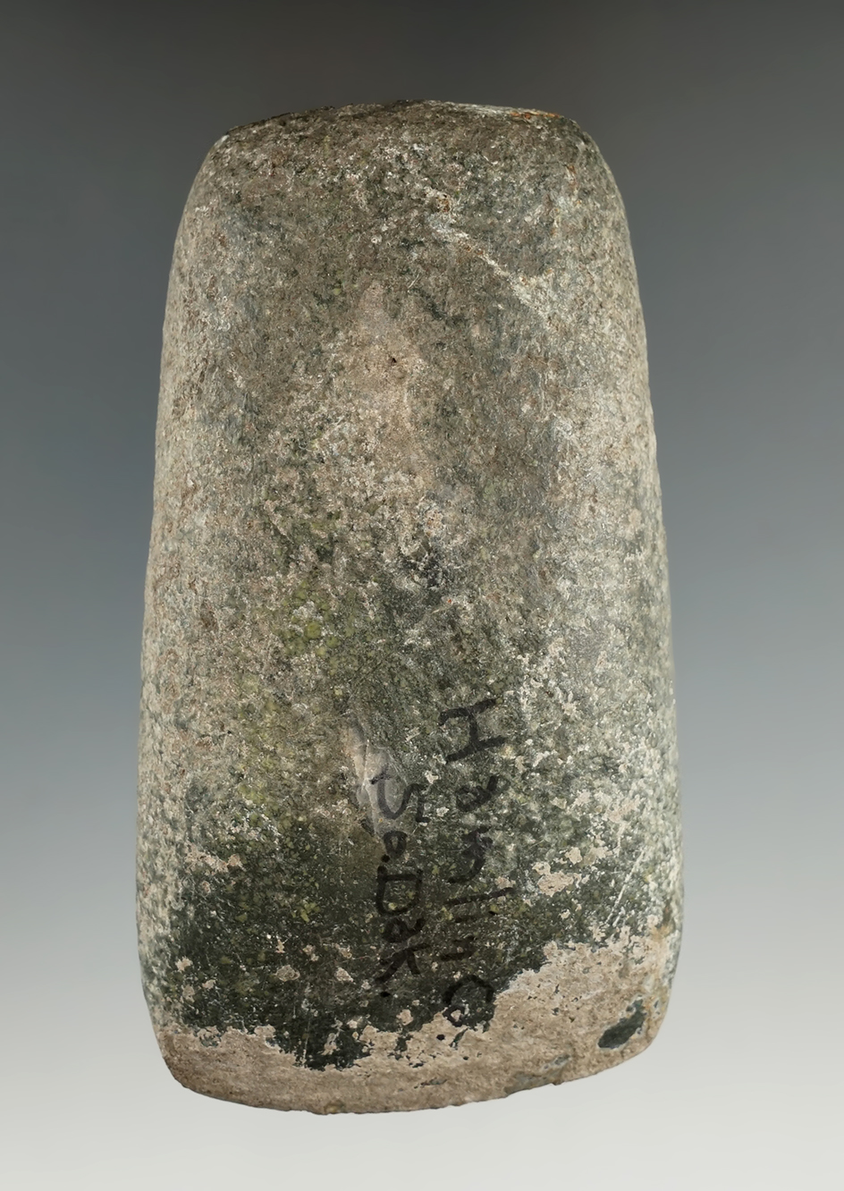 4 3/8" hardstone Celt found in Hamlin Co., South Dakota. Very heavy mineral deposits on surface.