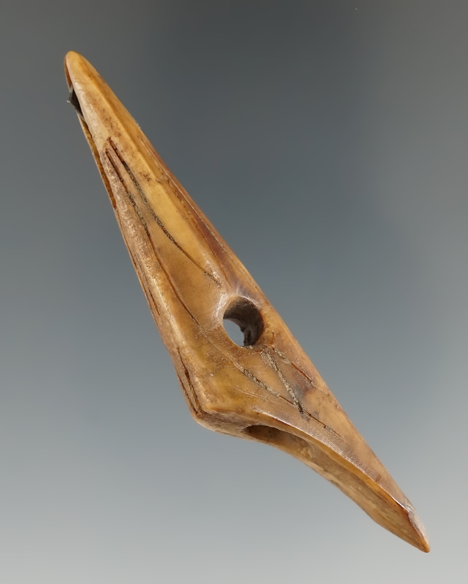 Well styled and nicely engraved 3 1/8" Inuit harpoon toggle found in Alaska.