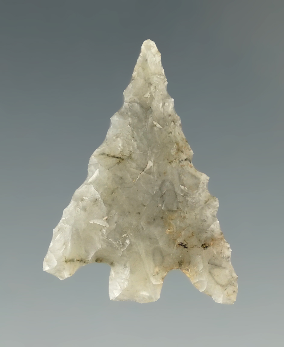 1 1/8" Gunther made from heavily patinated semi-translucent chalcedony found in N. California.